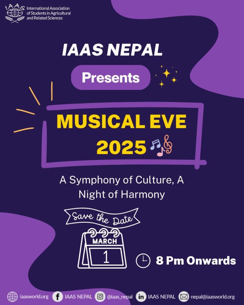 Poster for IAAS Nepal's Musical Eve 2025 event.